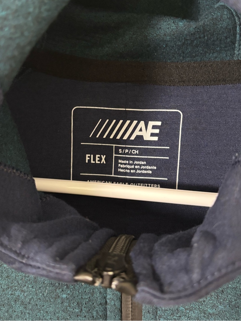 American Eagle Outfitters Teal & Navy Flex Zip Jacket